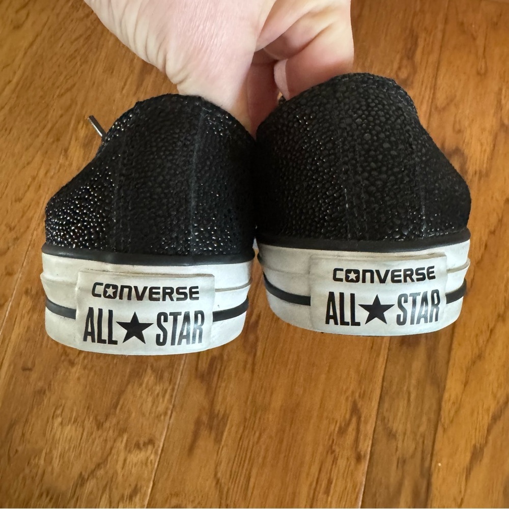 Converse All Star Low Top Sneakers Women’s 7 Pebble Black Leather Casual Shoes - Picture 4 of 9